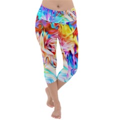 Background Drips Fluid Colorful Lightweight Velour Capri Yoga Leggings