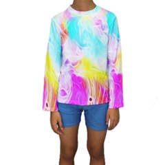 Background Drips Fluid Colorful Pattern Kids  Long Sleeve Swimwear by Wegoenart