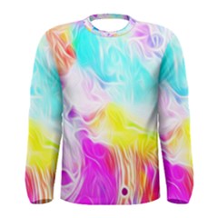 Background Drips Fluid Colorful Pattern Men s Long Sleeve Tee by Wegoenart