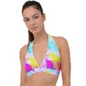 Background Drips Fluid Colorful Pattern Halter Plunge Bikini Top View1