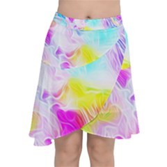 Background Drips Fluid Colorful Pattern Chiffon Wrap Front Skirt by Wegoenart