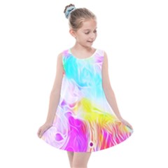 Background Drips Fluid Colorful Pattern Kids  Summer Dress by Wegoenart