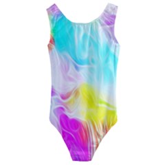 Background Drips Fluid Colorful Pattern Kids  Cut-out Back One Piece Swimsuit