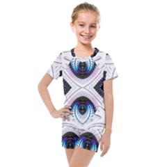 Patterns Fractal Background Digital Kids  Mesh Tee And Shorts Set