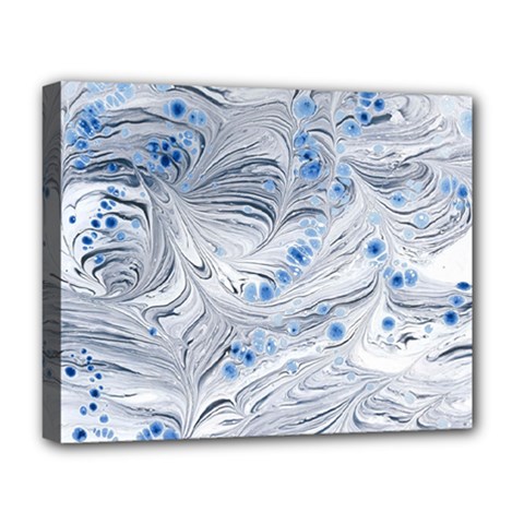 Marbled Paper Mottle Color Movement Blue White Deluxe Canvas 20  X 16  (stretched) by Wegoenart