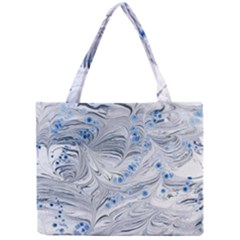 Marbled Paper Mottle Color Movement Blue White Mini Tote Bag by Wegoenart