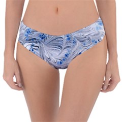 Marbled Paper Mottle Color Movement Blue White Reversible Classic Bikini Bottoms by Wegoenart