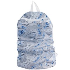 Marbled Paper Mottle Color Movement Blue White Foldable Lightweight Backpack by Wegoenart