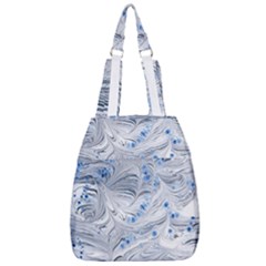 Marbled Paper Mottle Color Movement Blue White Center Zip Backpack by Wegoenart