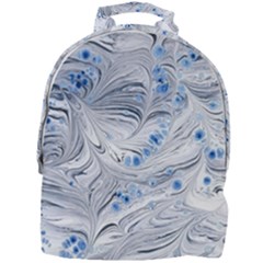 Marbled Paper Mottle Color Movement Blue White Mini Full Print Backpack by Wegoenart