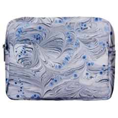 Marbled Paper Mottle Color Movement Blue White Make Up Pouch (large) by Wegoenart