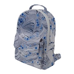 Marbled Paper Mottle Color Movement Blue White Flap Pocket Backpack (large) by Wegoenart