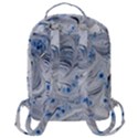 Marbled Paper Mottle Color Movement Blue White Flap Pocket Backpack (Large) View3