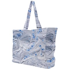 Marbled Paper Mottle Color Movement Blue White Simple Shoulder Bag by Wegoenart