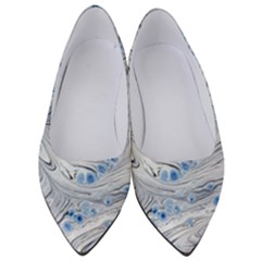 Marbled Paper Mottle Color Movement Blue White Women s Low Heels by Wegoenart