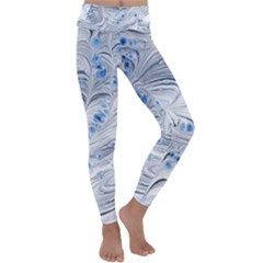 Marbled Paper Mottle Color Movement Blue White Kids  Lightweight Velour Classic Yoga Leggings