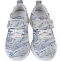 Marbled Paper Mottle Color Movement Blue White Kids  Velcro Strap Shoes View1