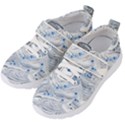 Marbled Paper Mottle Color Movement Blue White Kids  Velcro Strap Shoes View2