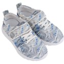 Marbled Paper Mottle Color Movement Blue White Kids  Velcro Strap Shoes View3