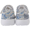 Marbled Paper Mottle Color Movement Blue White Kids  Velcro Strap Shoes View4