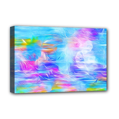 Background Drips Fluid Colorful Deluxe Canvas 18  X 12  (stretched) by Wegoenart