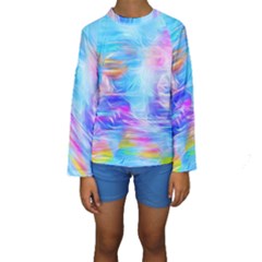 Background Drips Fluid Colorful Kids  Long Sleeve Swimwear by Wegoenart