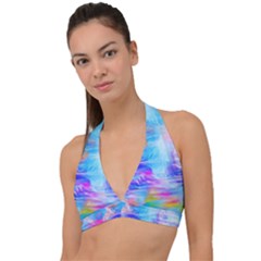 Background Drips Fluid Colorful Halter Plunge Bikini Top