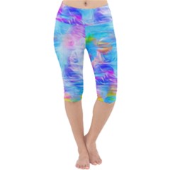 Background Drips Fluid Colorful Lightweight Velour Cropped Yoga Leggings