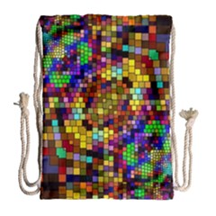 Color Mosaic Background Wall Drawstring Bag (large) by Wegoenart