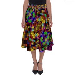 Color Mosaic Background Wall Perfect Length Midi Skirt by Wegoenart