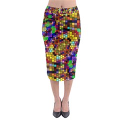 Color Mosaic Background Wall Midi Pencil Skirt by Wegoenart