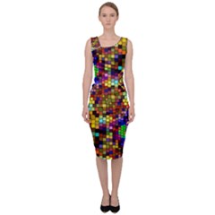 Color Mosaic Background Wall Sleeveless Pencil Dress