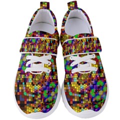 Color Mosaic Background Wall Women s Velcro Strap Shoes