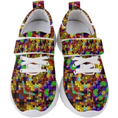 Color Mosaic Background Wall Kids  Velcro Strap Shoes