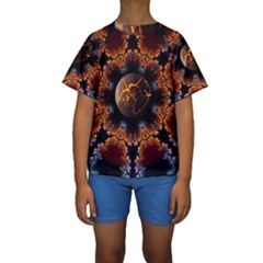 Fractal Space Fantasy Kids  Short Sleeve Swimwear by Wegoenart