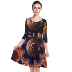 Fractal Space Fantasy Quarter Sleeve Waist Band Dress by Wegoenart