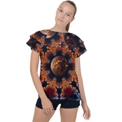 Fractal Space Fantasy Ruffle Collar Chiffon Blouse