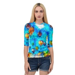 Hot Air Balloon Sky Art Watercolor Quarter Sleeve Raglan Tee