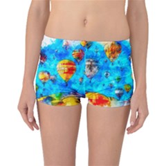 Hot Air Balloon Sky Art Watercolor Boyleg Bikini Bottoms by Wegoenart