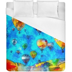 Hot Air Balloon Sky Art Watercolor Duvet Cover (California King Size)