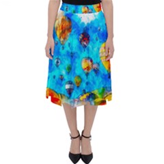 Hot Air Balloon Sky Art Watercolor Classic Midi Skirt by Wegoenart