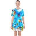 Hot Air Balloon Sky Art Watercolor Sixties Short Sleeve Mini Dress View1