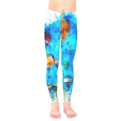 Hot Air Balloon Sky Art Watercolor Kids  Legging