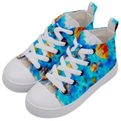 Hot Air Balloon Sky Art Watercolor Kids  Mid-top Canvas Sneakers by Wegoenart