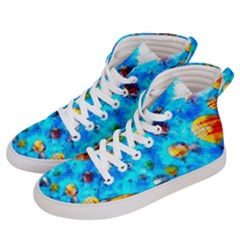 Hot Air Balloon Sky Art Watercolor Women s Hi-Top Skate Sneakers