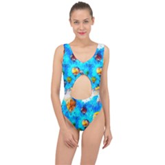 Hot Air Balloon Sky Art Watercolor Center Cut Out Swimsuit by Wegoenart