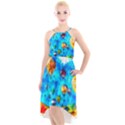 Hot Air Balloon Sky Art Watercolor High-Low Halter Chiffon Dress  View1