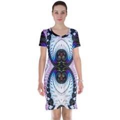 Pattern Texture Fractal Colorful Short Sleeve Nightdress by Wegoenart