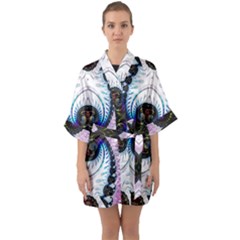 Pattern Texture Fractal Colorful Quarter Sleeve Kimono Robe by Wegoenart