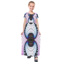 Pattern Texture Fractal Colorful Kids  Short Sleeve Maxi Dress by Wegoenart